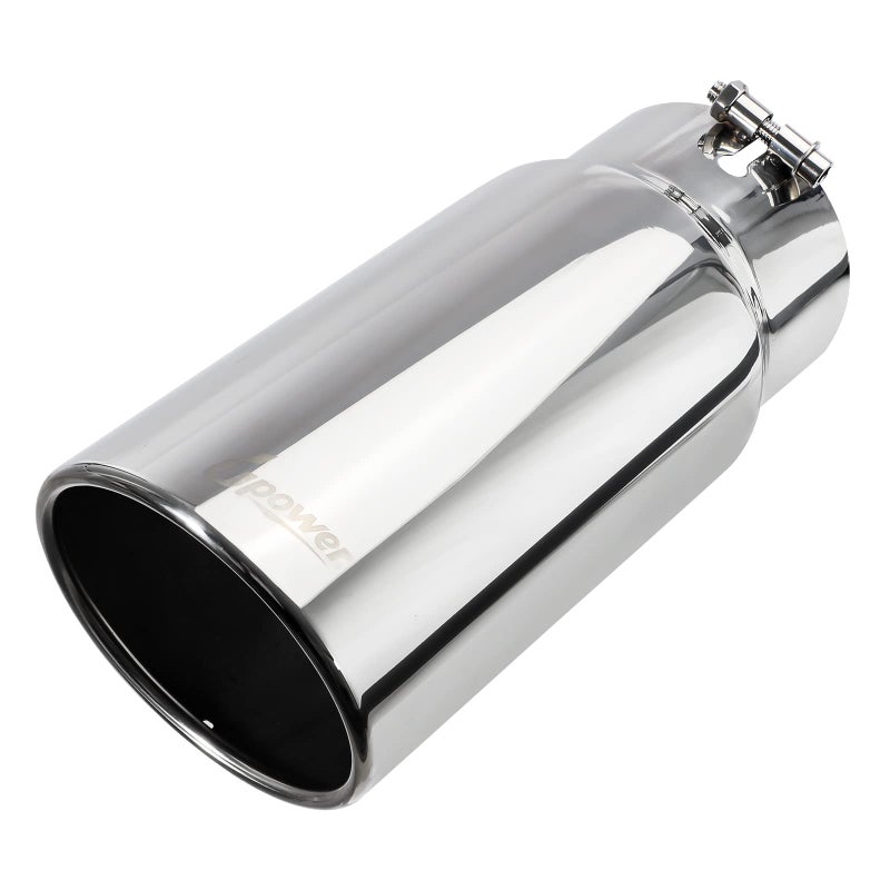 Upower Universal Diesel Trucks Car Exhaust Tip 4 Inch Inlet 6" Outlet 15" Long Stainless Steel Bolt-On - Image 1